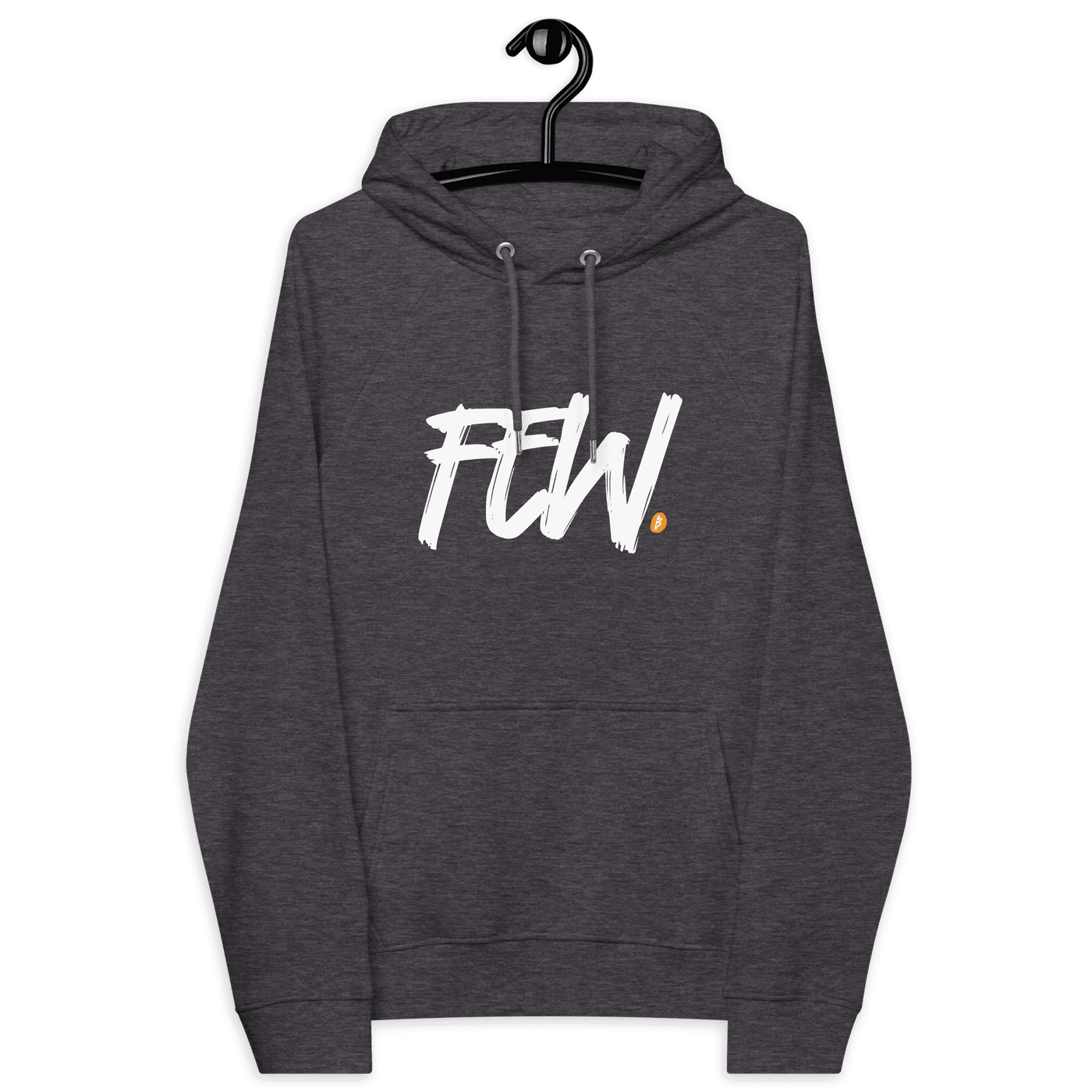 Eco-friendly few bitcoin hoodie with multiple sustainability certifications logos