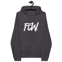 Eco-friendly few bitcoin hoodie with multiple sustainability certifications logos