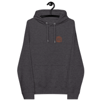 Embroidered eco-friendly raglan Bitcoin circuit board hoodie with certification logos