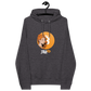 Front view of a charcoal melange colored bitcoin hoodie.