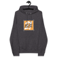 Front view of a charcoal grey bitcoin hoodie.