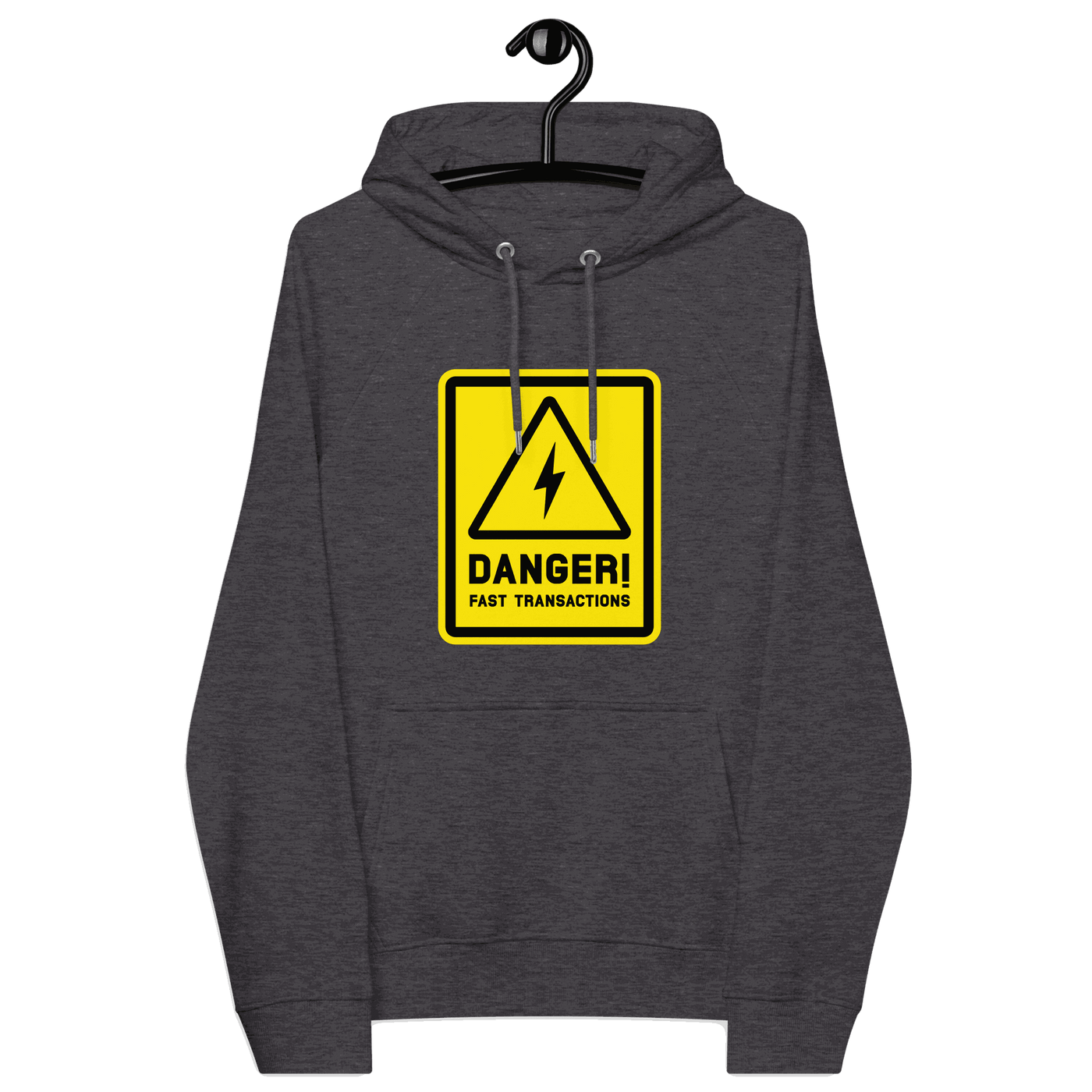 Certification logos for OEKO-TEX, PETA, GOTS, OCS, GRS eco-friendly Lightning Hoodie Bitcoin sweatshirt