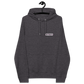 Front view of a charcoal melange colored aln hoodie.