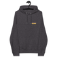 Front view of a charcoal melange colored aln hoodie.