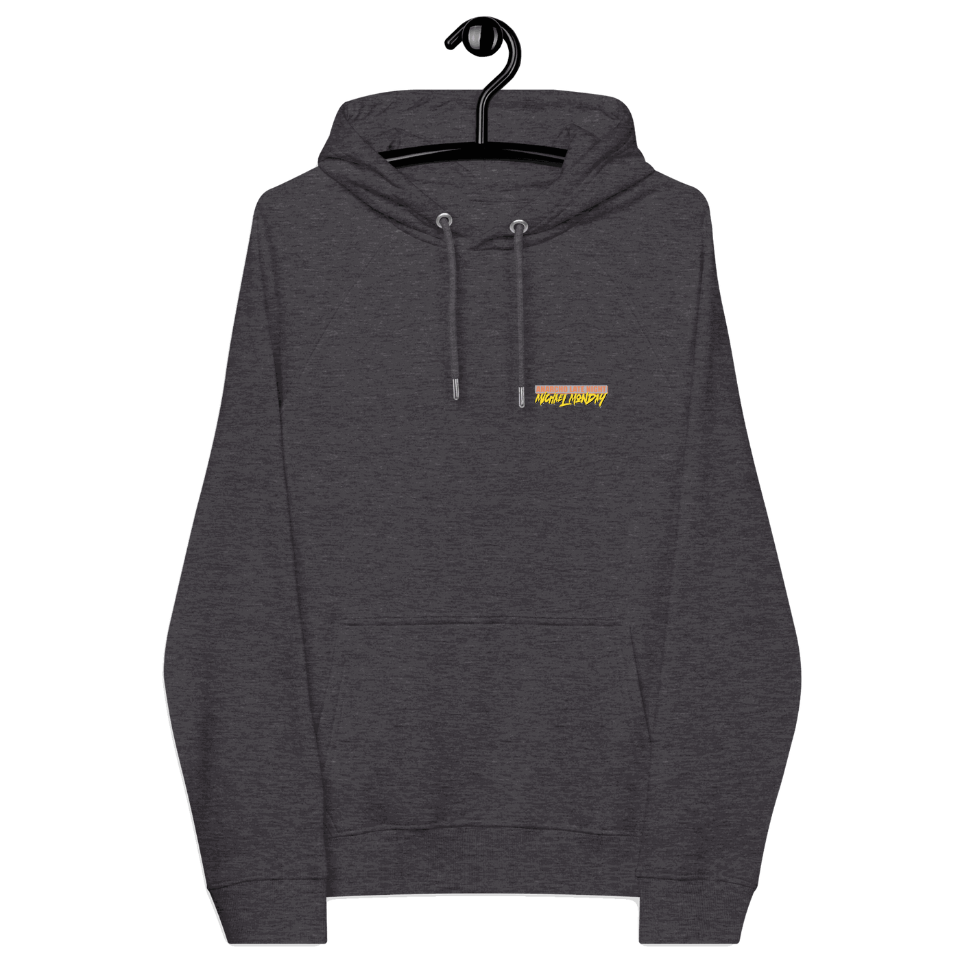 Michael Monday Anarcho Late Night eco raglan hoodie with certification logos