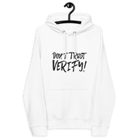 Certifications OEKO-TEX PETA GOTS OCS GRS for Don't Trust Verify Eco Raglan Bitcoin Hoodie