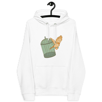 Eco raglan unisex Bitcoin hoodie promoting escape from fiat madness with multiple eco-friendly certifications.