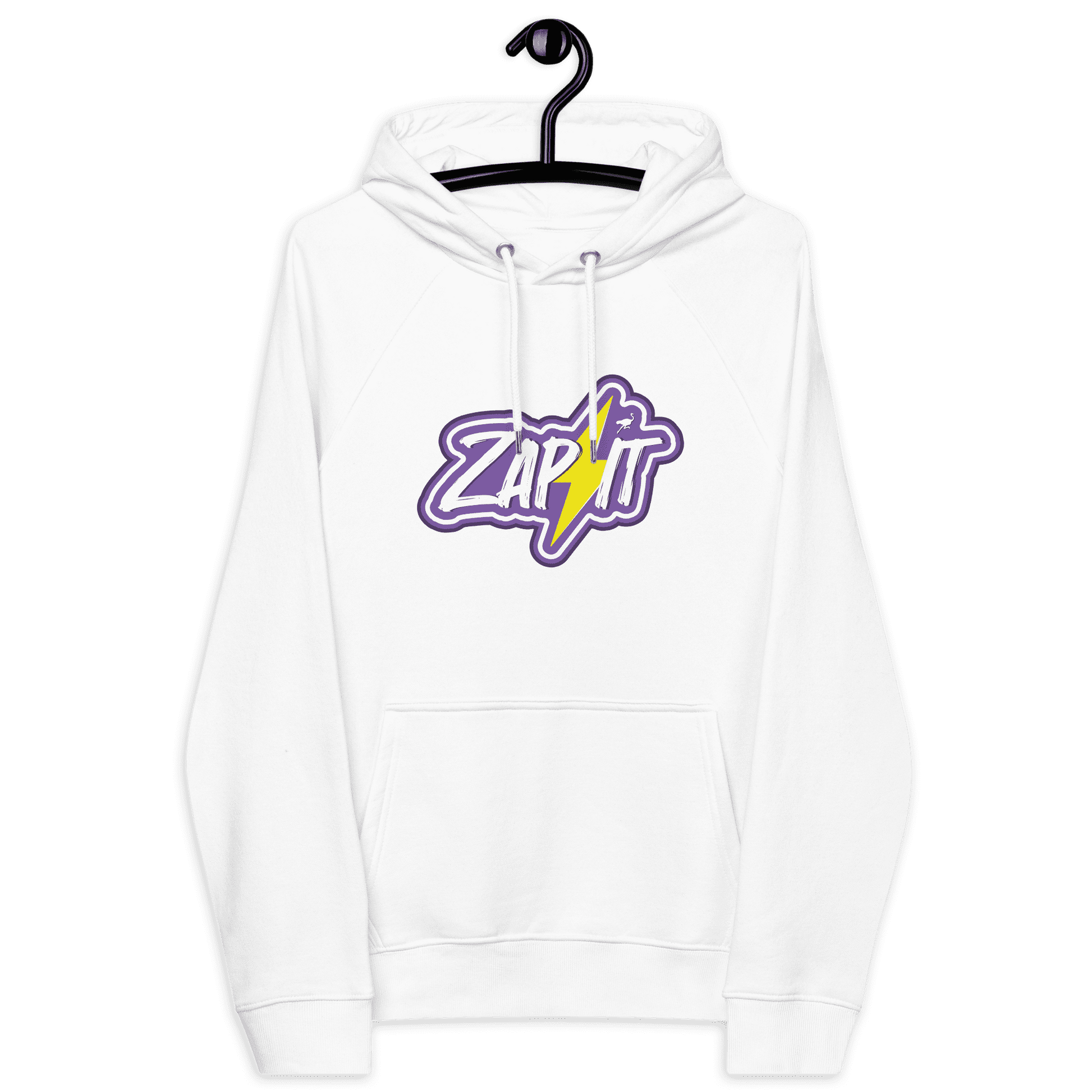 Front view of a white nostr hoodie.
