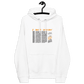 Front view of a white bitcoin hoodie.