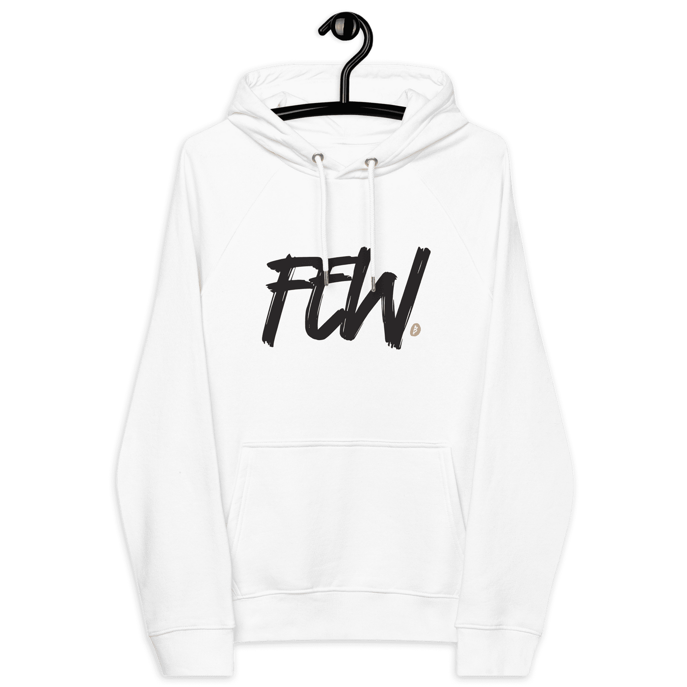 Few Bitcoin hoodie with eco-friendly certification logos including OEKO-TEX, PETA, GOTS, OCS, and GRS
