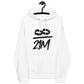 Front view of a white bitcoin hoodie.