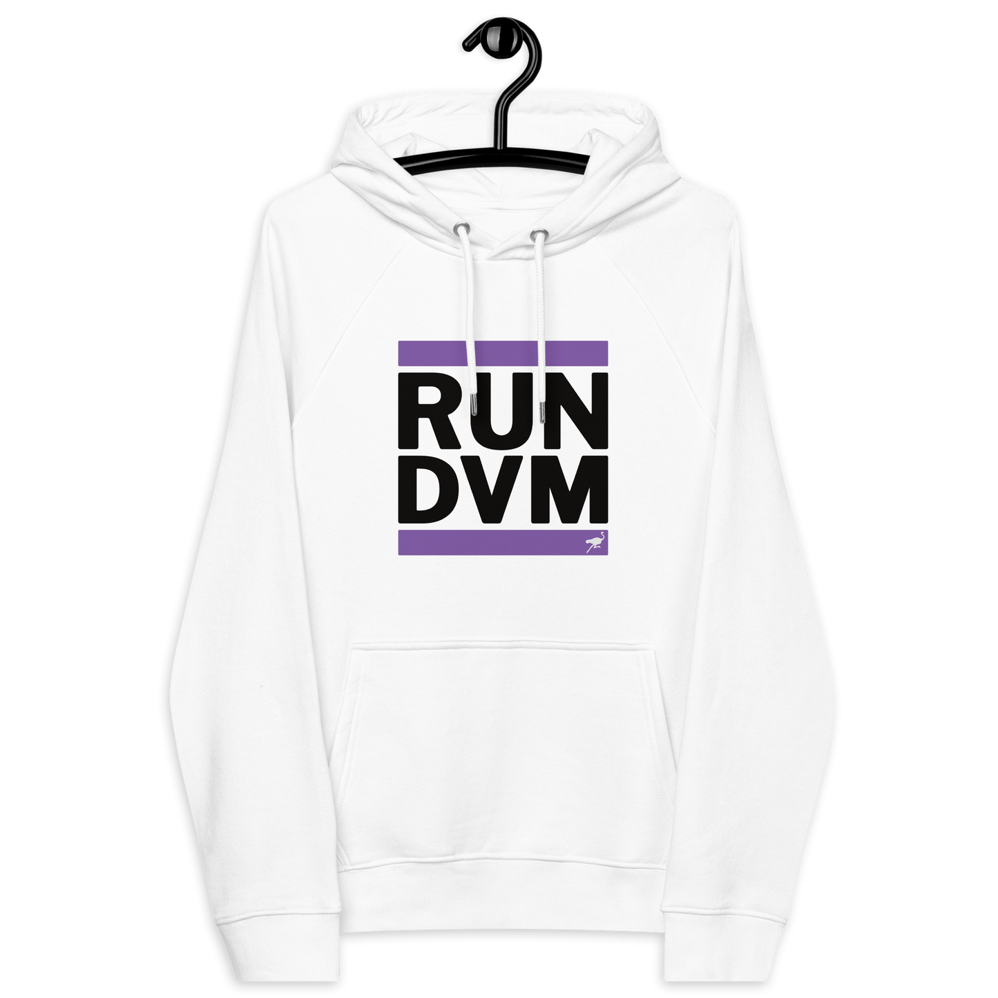 Front view of a white nostr DVM hoodie.