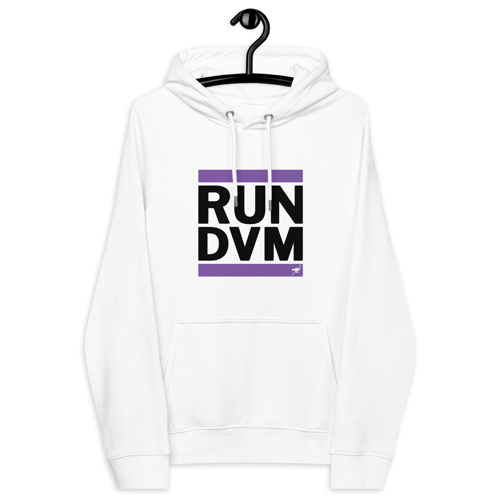 Front view of a white nostr DVM hoodie.