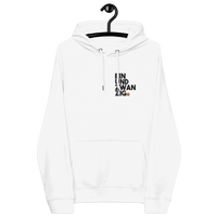 Certification logos for embroidered eco raglan Bitcoin hoodie from Einundzwanzig