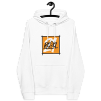 Certification logos for 21 Rebel Eco Raglan Bitcoin Hoodie including OEKO-TEX, PETA, GOTS, OCS, and GRS