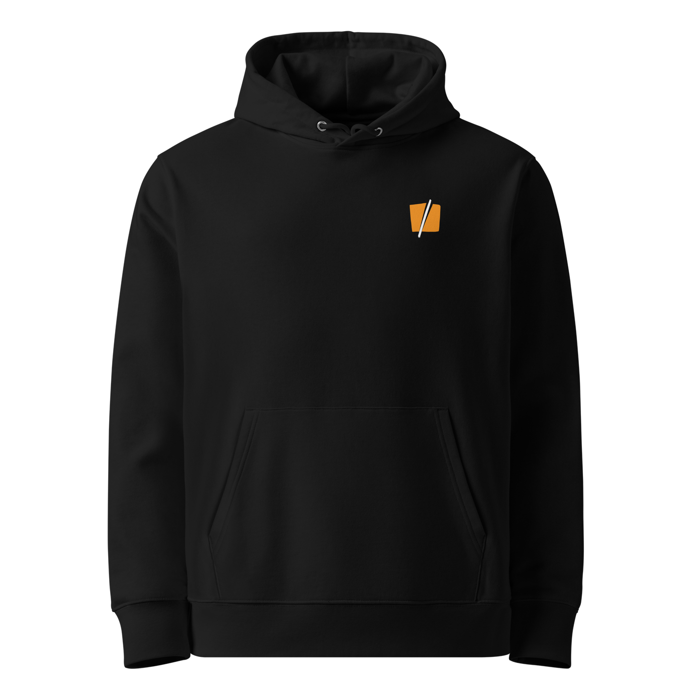 Black organic cotton Bitcoin hoodie with the Halving design, front view