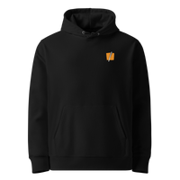 Black organic cotton Bitcoin hoodie with the Halving design, front view