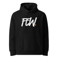 Black organic cotton Bitcoin hoodie with the Few design, front view