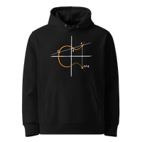 Black organic cotton Bitcoin hoodie with the Elliptic Curve Cryptography design, front view