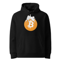 Black organic cotton Bitcoin hoodie with the F*** Fiat Money design, front view