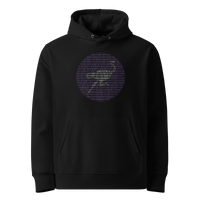 Black organic cotton Nostr hoodie with the Nostr Binary design, front view