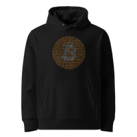 Black organic cotton Bitcoin hoodie with the Bitcoin Binary design, front view