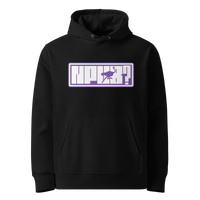 Black organic cotton Nostr hoodie with the nPub design, front view
