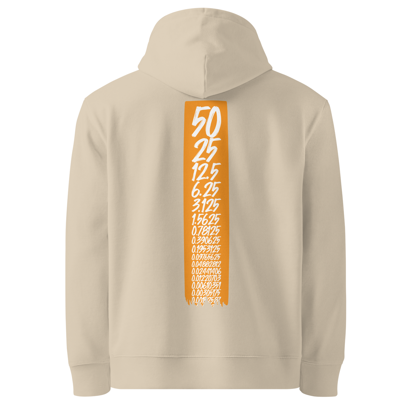 Desert Dust organic cotton Bitcoin hoodie with the Halving design, back view