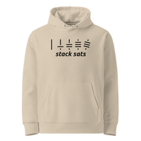 Desert Dust organic cotton Bitcoin hoodie with the Stack Sats design, front view