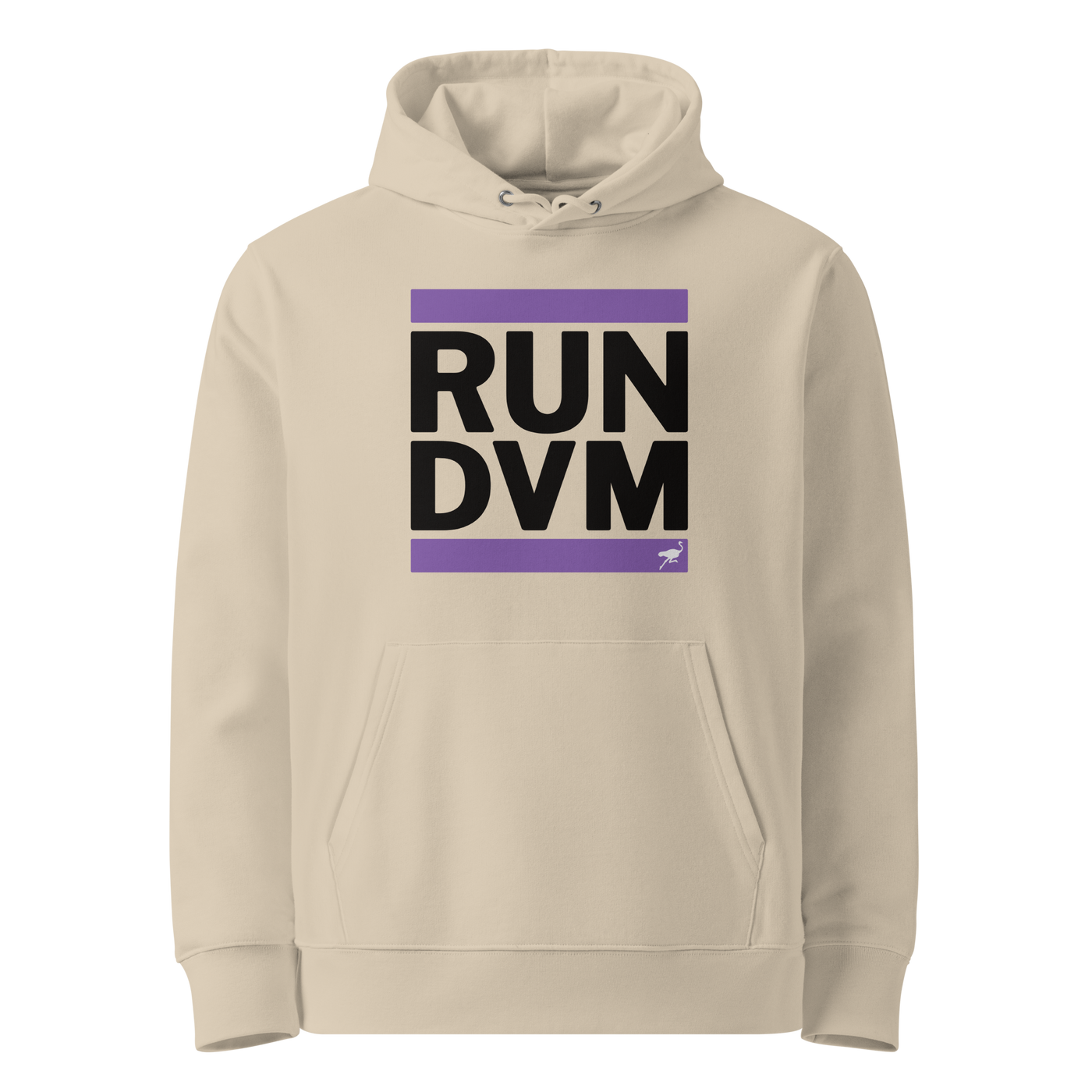 Desert Dust organic cotton Nostr hoodie with the Run DVM design, front view