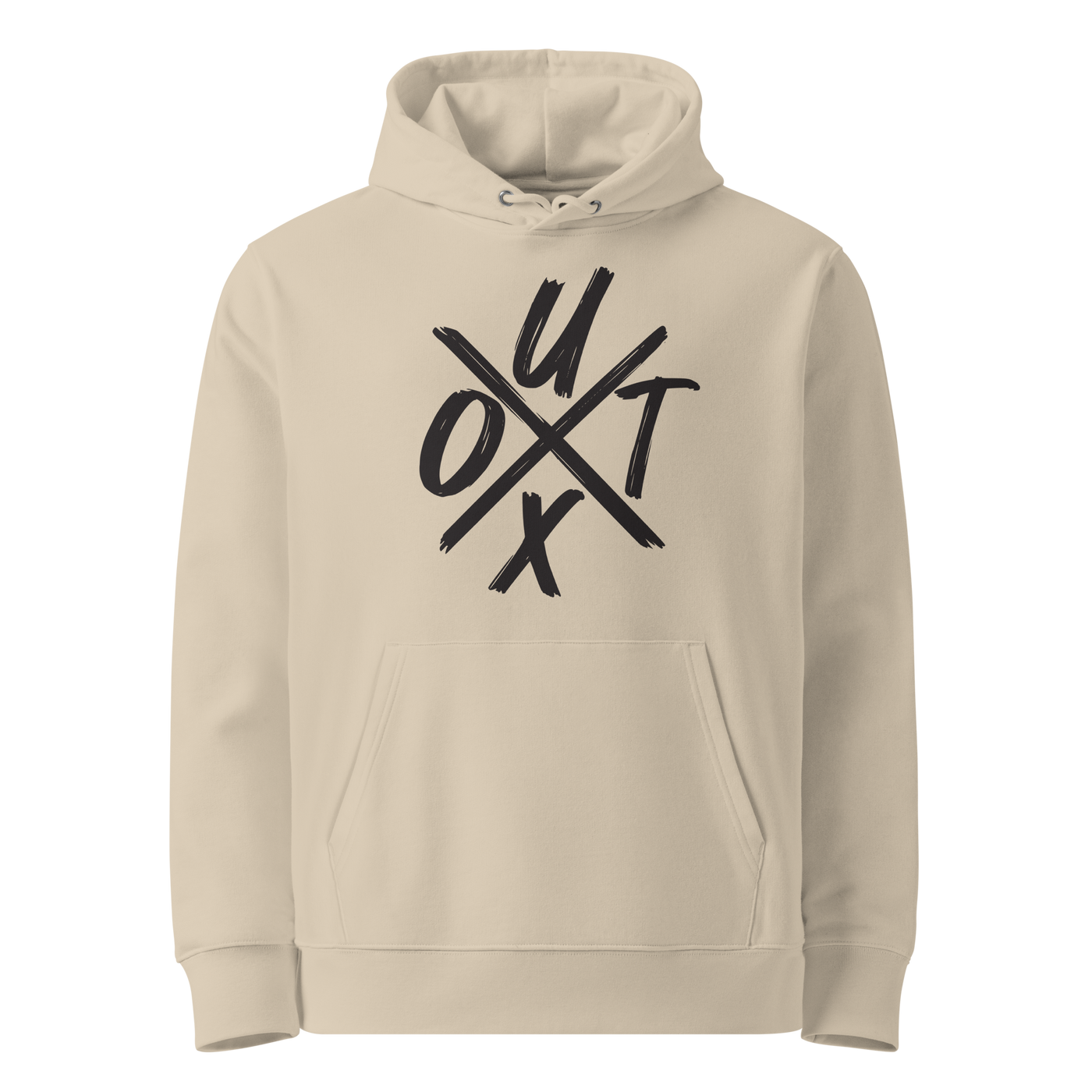 Desert Dust organic cotton Bitcoin hoodie with the UTXO design, front view