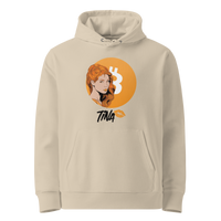 Desert Dust organic cotton Bitcoin hoodie with the TINA design, front view