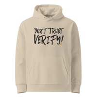 Desert Dust organic cotton Bitcoin hoodie with the Don't Trust Verify design, front view