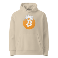 Desert Dust organic cotton Bitcoin hoodie with the F*** Fiat Money design, front view