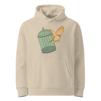 Desert Dust organic cotton Bitcoin hoodie with the Escape From Fiat Madness design, front view