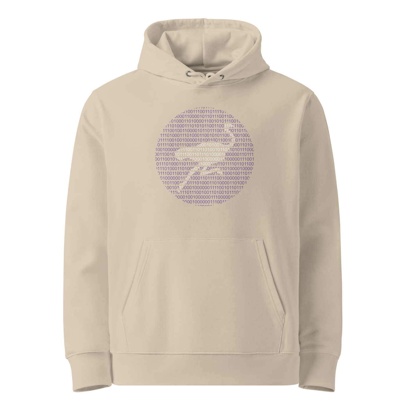 Desert Dust organic cotton Nostr hoodie with the Nostr Binary design, front view