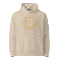 Desert Dust organic cotton Bitcoin hoodie with the Bitcoin Binary design, front view