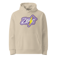 Desert Dust organic cotton Nostr hoodie with the Zap It design, front view