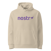 Desert Dust organic cotton Nostr hoodie with the Nostr design, front view