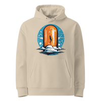 Desert Dust organic cotton Bitcoin hoodie with the Orange Pill design, front view
