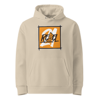 Desert Dust organic cotton Bitcoin hoodie with the 21 Rebel design, front view