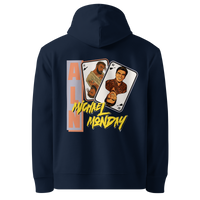 French Navy organic cotton Anarcho Late Night hoodie with the Michael Monday design, back view