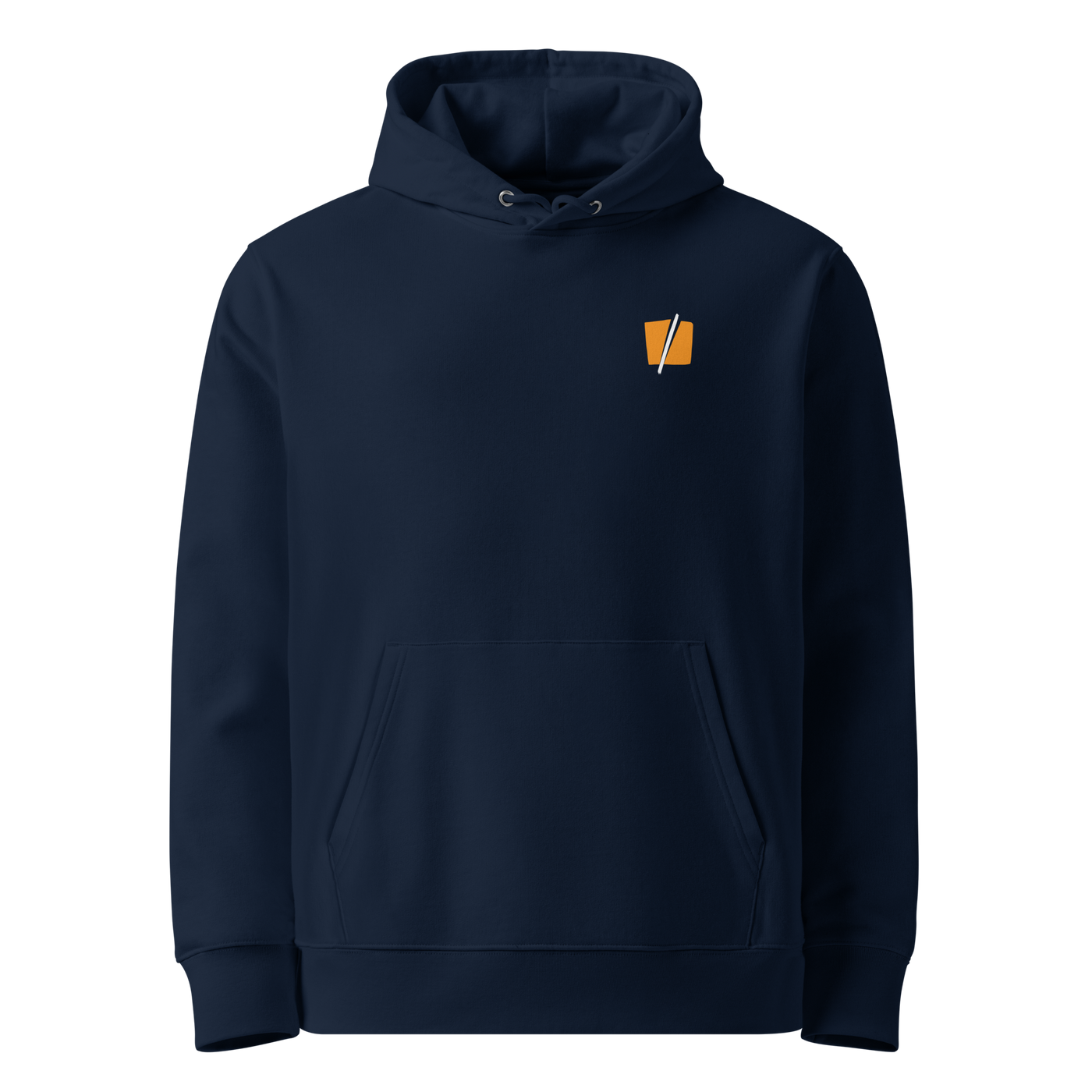 French Navy organic cotton Bitcoin hoodie with the Halving design, front view