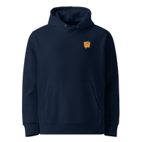 French Navy organic cotton Bitcoin hoodie with the Halving design, front view