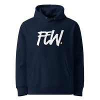 French Navy organic cotton Bitcoin hoodie with the Few design, front view