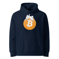 French Navy organic cotton Bitcoin hoodie with the F*** Fiat Money design, front view