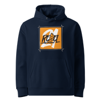 French Navy organic cotton Bitcoin hoodie with the 21 Rebel design, front view