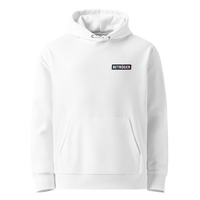 White organic cotton Anarcho Late Night hoodie with the Betrüger design, front view