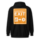 Back view of a black bitcoin zip hoodie.