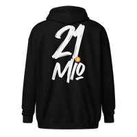Back view of a black bitcoin zip hoodie.